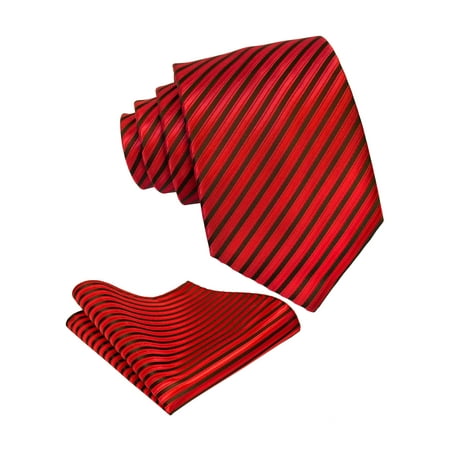Pocket Square Handmade Tie - Mens Red Necktie & Pocket Square Tie Set | Formal Wedding Ties by Scott Allan Collection