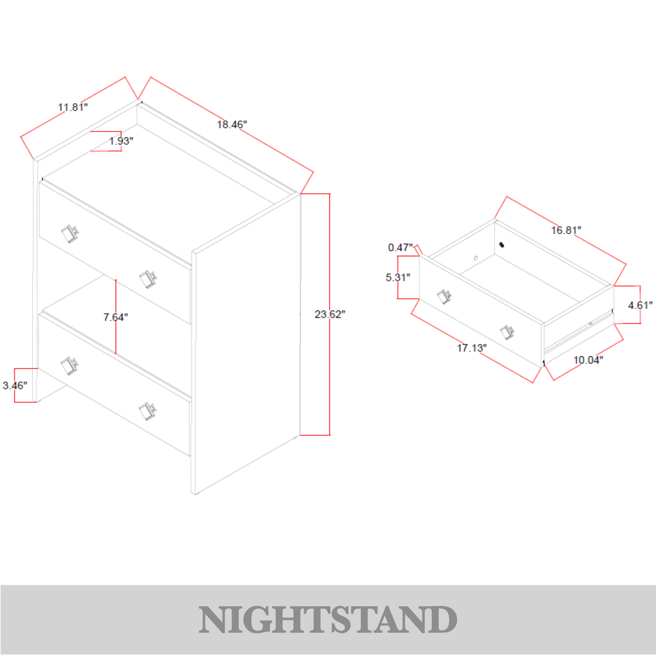 Castle Place Set of 2 Elegant Glam Nightstands, White