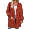 thumbnail image 2 of Usmixi Winter Womens Sweater Coat Sweater Cardigan for Women Loose Casual Solid Long Sleeve Open Front Coats Fall Ladies Pocket Comfy Knit Cardigan Outwear 2023 Sweater Coat, 2 of 4