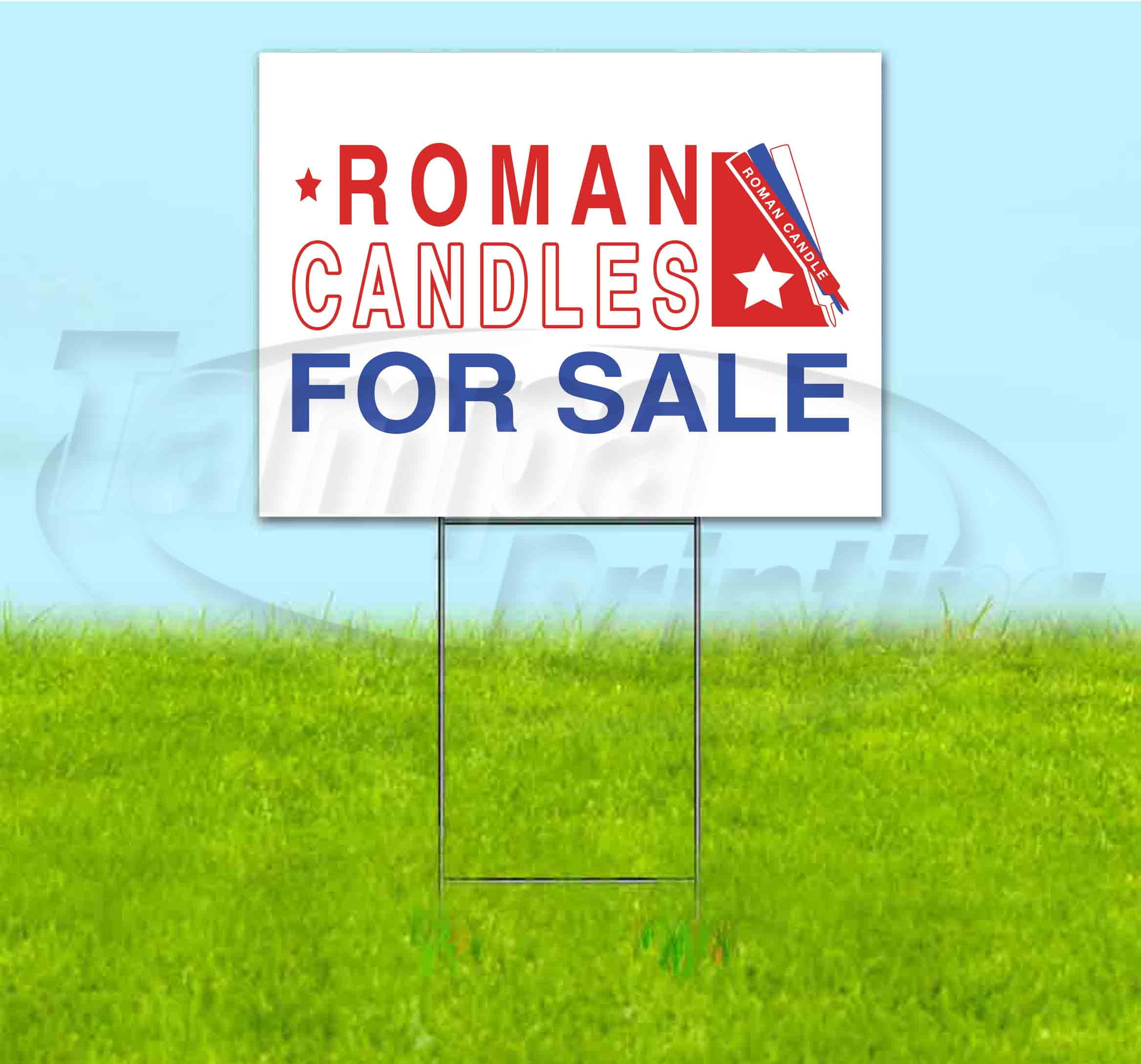 ROMAN CANDLES FOR SALE (18" x 24") Yard Sign, Quantity Discounts, Multi