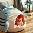 thumbnail image 2 of Shark Cat Bed Dog House Cat Bed Cave Pet Bed Cat Beds for Indoor Cats (L, Blue), 2 of 8