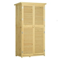 Wooden Garden Shed 3x5 ft - Outdoor Storage Cabinet with Asphalt Roof & Lockable Doors - Natural Pine Fir Wood Tool Shed for Yard