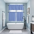 thumbnail image 3 of Navy Blue Stripe Kitchen Curtains Sets for Windows 24 Inch Length, Modern White Vertical Striped Geometric Rod Pocket Window Treatments Tier Curtains and Valances Set for Bedroom/Bathroom, 3 of 8