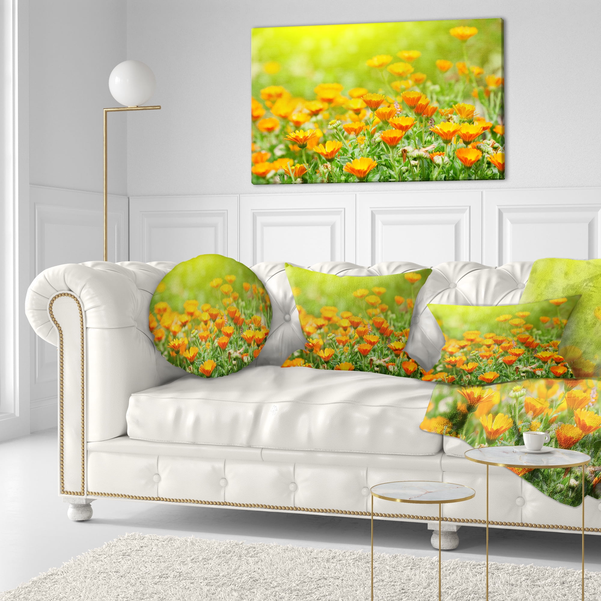 Designart 12" x 20" Floral Polyester Throw Pillow