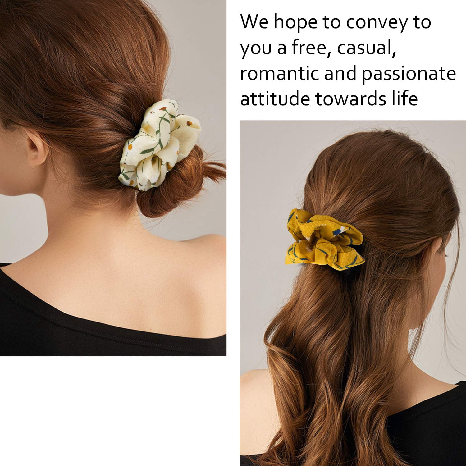 20 Pcs Floral Plaid Solid Color Scrunchies, Scrunchies for Girls Women with Chiffon, Hair Scrunchies for Women's Hair Elastics Bands Ponytail Holder Bulk, Hair Accessories Hair Ties Gifts