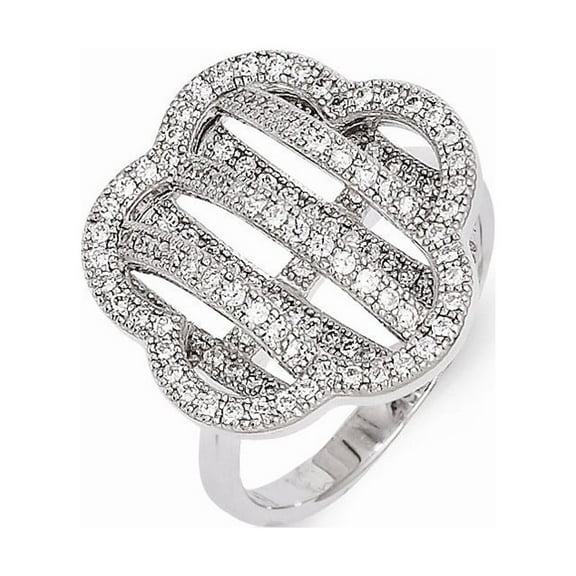 Sterling Silver and Cubic Zirconia Brilliant Embers Flower Ring - Size 8