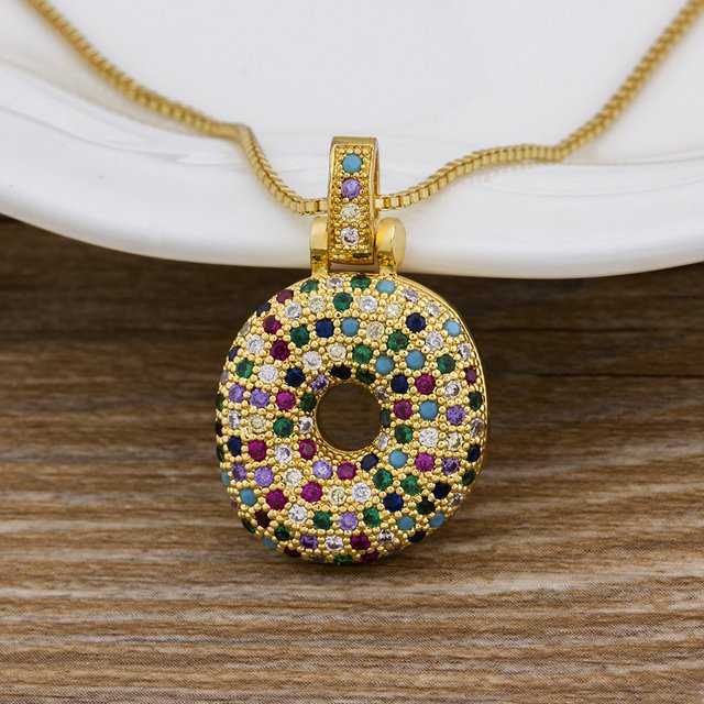 Oro A-Z 26 iniciales nombre collar femenino arco iris colgante fiesta joyas de cumpleaños/collar para mujer Gao Jiahui unisex