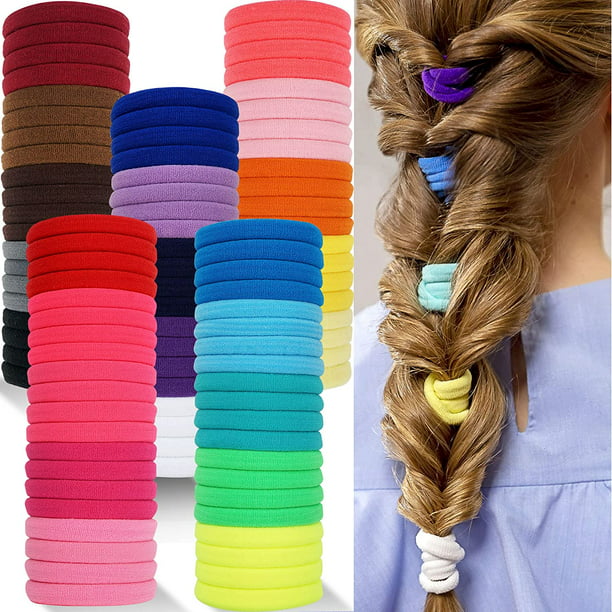 100PCS Hair Ties for Women Thin Hair,No Crease Elastic Hair Ties,4CM  Seamless Nylon Hair Bands Ponytail Holders Hair Ties for Girls Toddlers  Kids and Children 