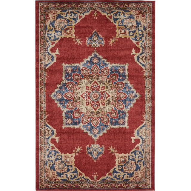 Unique Loom Utopia Collection Traditional Medallion Vintage Warm Tones Burgundy Area Rug (5' 0 x 8' 0)