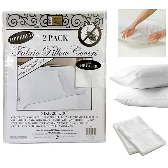 2 White Non-Woven Fabric Pillow Cover Case Waterproof Zippered Protector 20"X30"