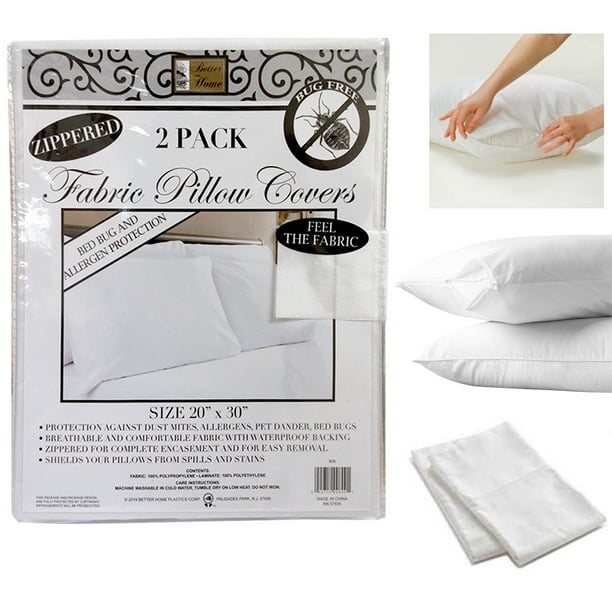 2 White Non-Woven Fabric Pillow Cover Case Waterproof Zippered Protector 20"X30" - Walmart.com