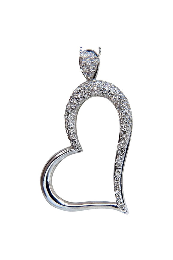 .50ct natural diamonds heart pendant 14kt slanted