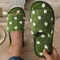 thumbnail image 3 of Zapatillas de algodón con punta abierta cruzada y lunares para mujer, pantuflas de suela blanda silenciosas antideslizantes con apertura para el hogar para interiores, 3 of 4
