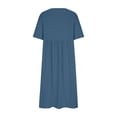 thumbnail image 7 of OSOLU Solid Color Women Fashion O-Neck Half Sleeve Loose Cotton Pocket Mid-Length Dress Leisure Sundress Wedding Guest Dresses For Women, 7 of 7
