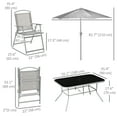 thumbnail image 3 of Outsunny Ensemble de Salle à Manger de Patio 8 Pcs avec Parasol 6 Chaises Pliantes Table, 3 of 10