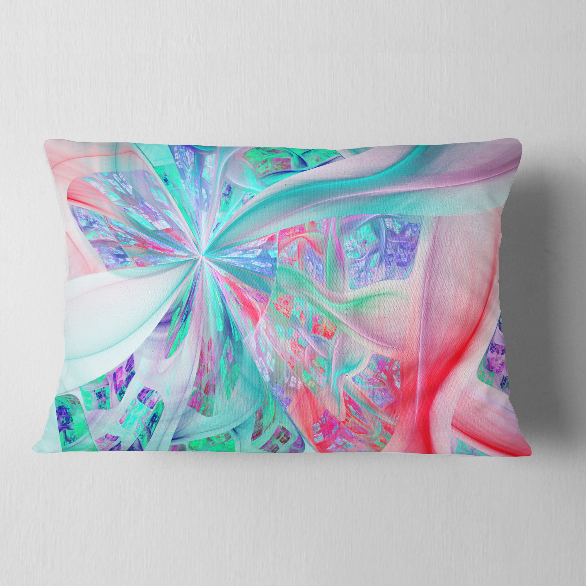 Designart Multi Color Fractal Exotic Plant Stems - Abstract Throw Pillow - 12x20