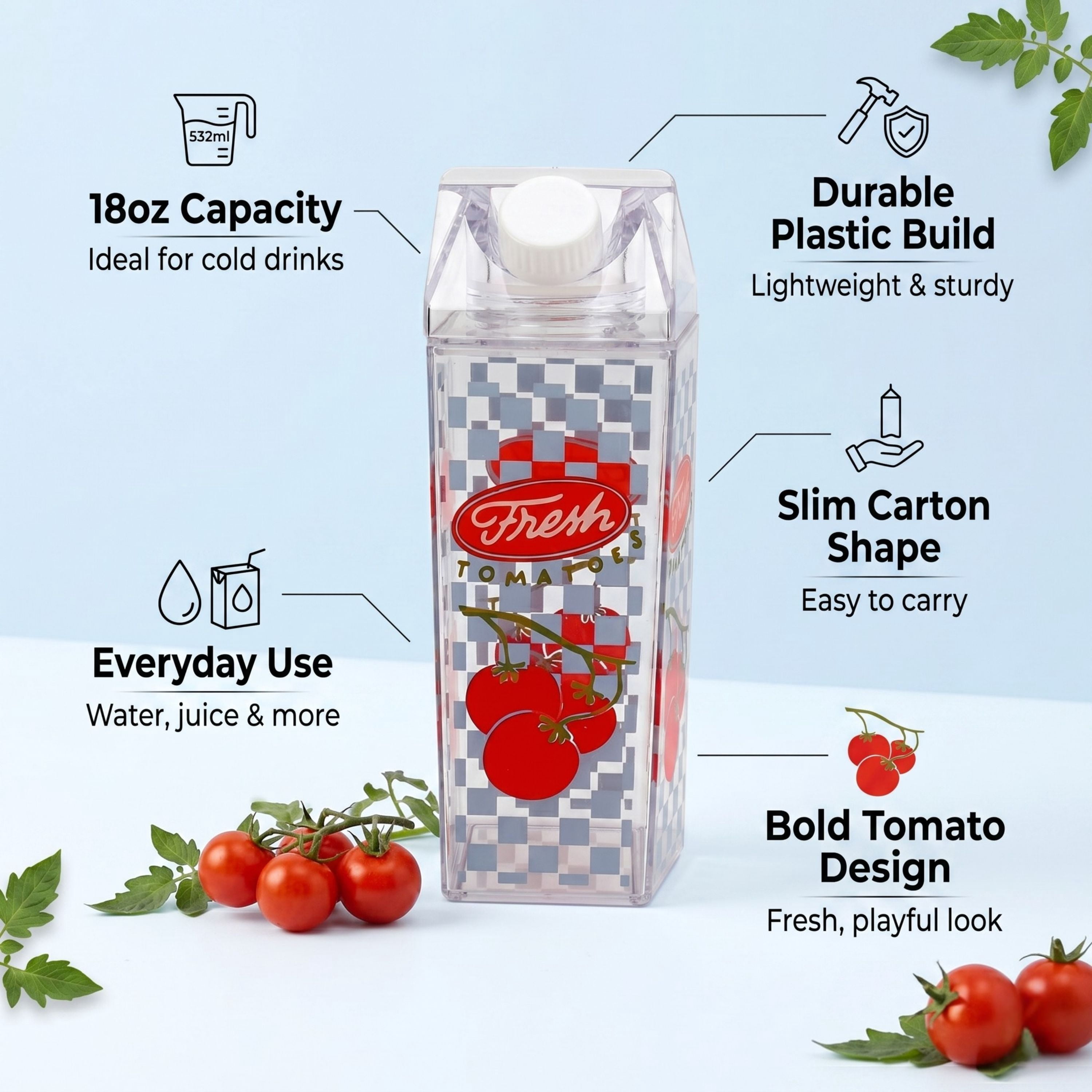 Just Feed Me by Jessie James Decker 2-Pack 18oz Carton-Style Tumbler Set, Tomatoes and Stamps