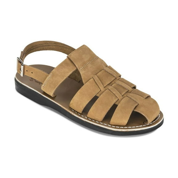 Michael - Closed Toe Leather Fisherman Sandal | Tan Nubuck
