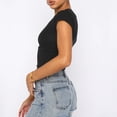 thumbnail image 3 of Camiseta Mujer Crop Top Casual Fashion Slim Fit Mujeres Camisetas Blusa básica Tee Tops (Negro L) Ygjytge para Mujer Negro T M, 3 of 7