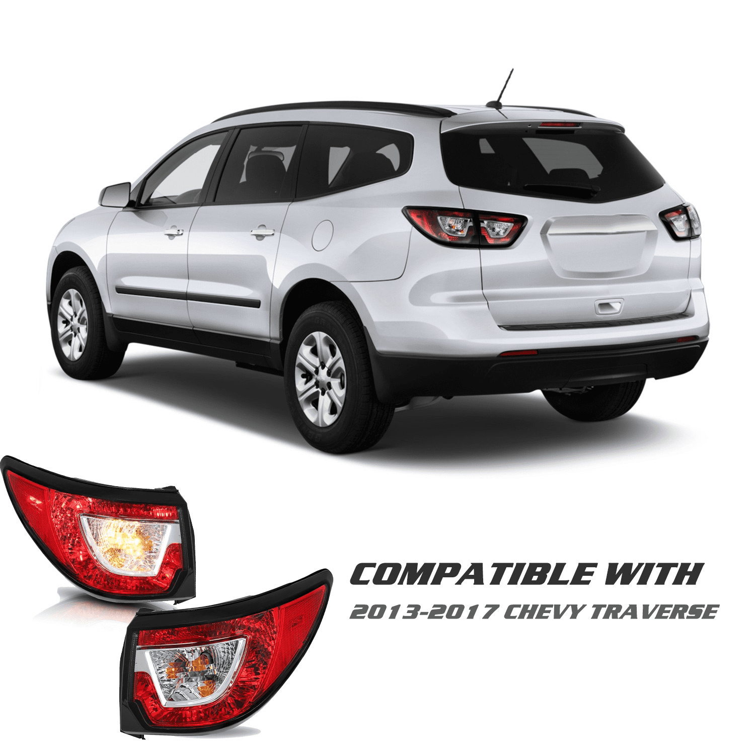 Titans Motors Rear Outer Tail Lights for 2013–2017 Chevy Traverse Brake Lamp Assembly Set Left & Right