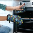thumbnail image 2 of DarkBlue Colorful Dinosaurs Leaves Pattern Kitchen Oven Mitt and Pot Holder Sets 4 Pcs for Baking, Cooking and Grilling, Heat Resistant Up To 392 °F, 2 of 7