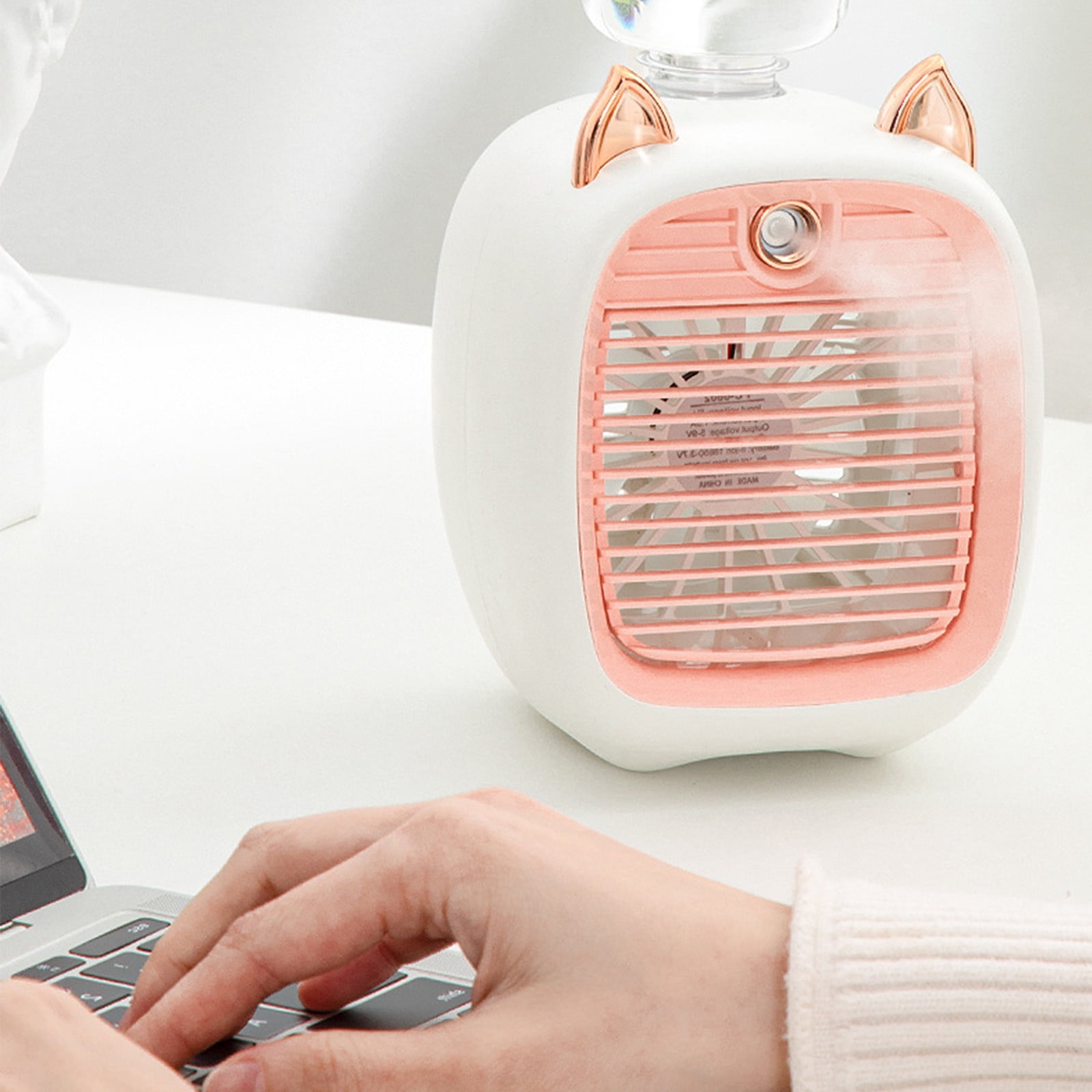 Floleo USB Air Cooler Fan with Water Spray, Portable Personal Evaporative Cooler, 3 Speed Mini Desktop Humidifier and Fan for Office Desk Bedroom, 250ml Tank, Quiet Cooling Fan
