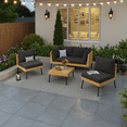 thumbnail image 2 of Clouddwell 5-Piece Black Wicker Patio Sectional Conversation Set, Water Resistant Cushions & Coffee Table for Backyard Poolside, 2 of 8