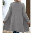 thumbnail image 6 of Women Fall Long Cardigan Sweater Trendy Knit Jacket Coat Dressy Blazer Coatigan Gray L, 6 of 7