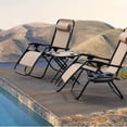 thumbnail image 3 of Vineego 3 Pieces Zero Gravity Chair Patio Foldable Chaise Lounge Chairs 2 Beach Chairs and Table with Cup Holders,Beige, 3 of 8