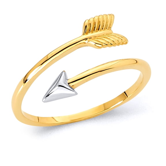 Wellingsale Ladies Solid 14k Yellow Gold Polished CZ Cubic Zirconia Right Hand Ring Band - Size 4