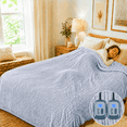 thumbnail image 5 of SUNNY HEAT Heated Electric Blanket Ribbed Flannel 84"x90" Queen Size - 10 Heating Settings & 2/4/6/8/10/12 Hours Auto off, Quick Heating Washable - Light Grey, 5 of 8