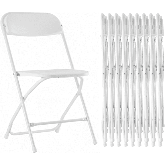 Simple Deluxe 10-Pack Plastic Folding Chair, Portable Chair with Metal Frame, 330lb Capacity, Foldable Stackable Indoor Outdoor Chairs for Wedding, Party, Picnic, Office & Dining, Black