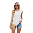 thumbnail image 6 of TEMOFON Tank Tops for Women Loose Fit Summer Scoop Neck Tanks White Dressy Crew Neck Long Casual Comfort Tank Sleeveless Basic Tunic Tops M, 6 of 6