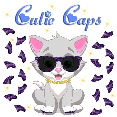 Cutie Caps 40 pack Medium Purple Glitter Soft Nail Guard for Cat Paws / Claws