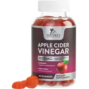 Nature's Nutrition Apple Vinegar Gummy for Weight Loss 1000mg - Vegan Apple Cider Vinegar Gummies for Detox & Cleanse, ACV Supplement Pills, Vitamin B12, Beetroot & Pomegranate, Non-GMO - 60 Gummies