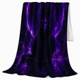 thumbnail image 2 of Black Panther in Purple Energy Ring, Mystical Fantasy Style for Wildlife Lovers, Neon Jungle Spirit Scene and Birthday Gift, Cozy Flannel Blanket for Bedroom and Game Room, Home Decor, 2 of 8