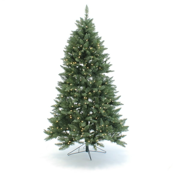 Perfect Holiday 6.5 Ft Prelit Spruce Christmas Tree, crafted with 921 realistic tips and 450 clear LED Bulbs with Metal Stand, Green