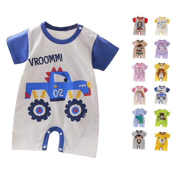 QSXADF Newborn Bodysuits Infant Girls Rompers Short Sleeve Long Romper Soft Summer Kids Outfits