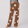 thumbnail image 5 of Kezqiaxn Comfy Pants Women Fleece Stretchy High Waisted Warm Lounge Pants with Pockets Fall Pajama Bottoms Plus Size Fashion Coffee A M, 5 of 9