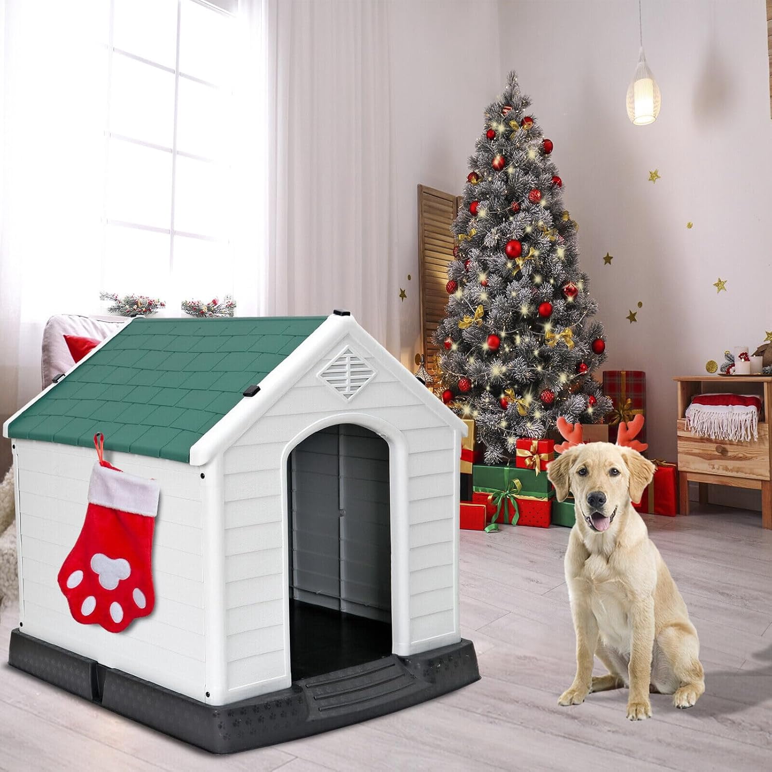 4 Colors Dog House Detachable Roof Designed for Medium or Small Sized Pets Yard