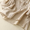 thumbnail image 6 of LMKIHUSA Women's Cotton Linen Embroidered Blouse Vintage Button 3/4 Sleeve Crew Neck Tops Peasant Boho Lightweight Shirts Tunic,Beige L, 6 of 6