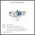 thumbnail image 5 of Gem Stone King 925 Silver and 10K Yellow Gold Persian Blue Moissanite and White Moissanite and White Lab Grown Diamond 2-Stone Crossover Ring for Women (1.02 Cttw, Size 8), 5 of 5
