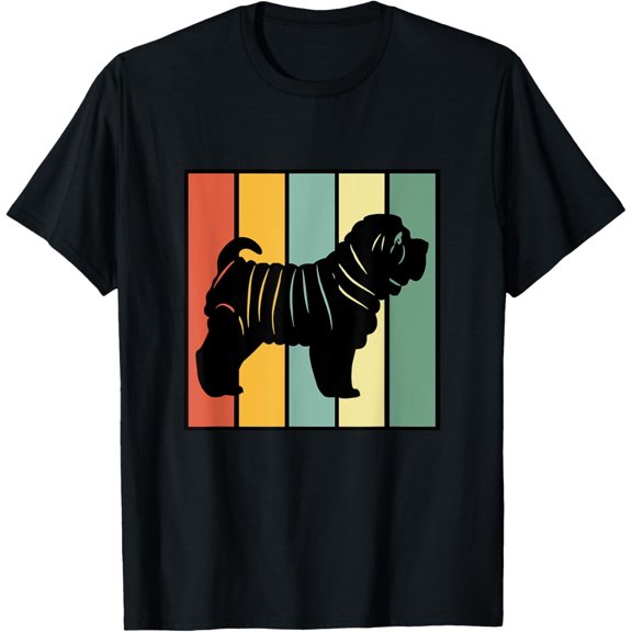 Retro Vintage Chinese Shar-Pei Breed Dog Lover T-Shirt men and women can wear, black, white, gifts