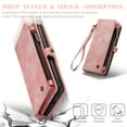 thumbnail image 6 of Feishell Durable 2-In-1 Magnetic Detachable Wallet Case for Samsung Galaxy S22,for Women Men,Premium PU Leather Zipper Pocket Flip Multi Card Slots Purse Phone Case with Wrist Strap,Pink, 6 of 9