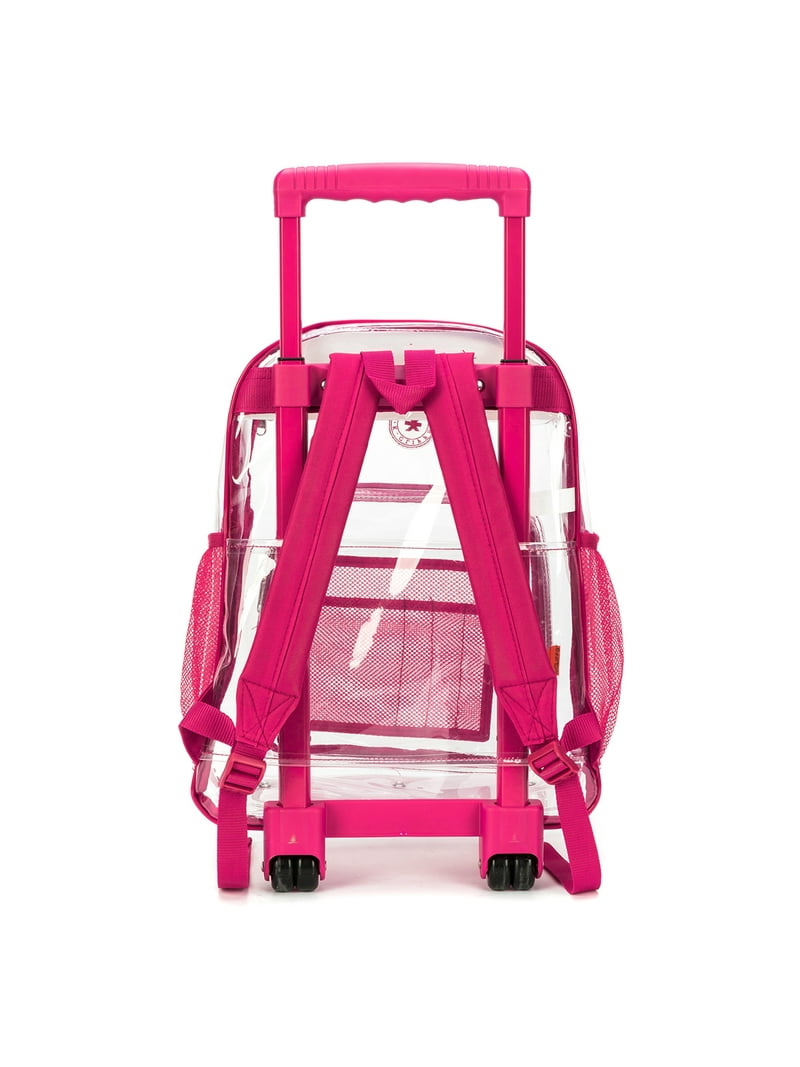Rolling Clear Backpack Heavy Duty See Through Wheeled Daypack School Bookbag Wheels Hot Pink - Walmart.com