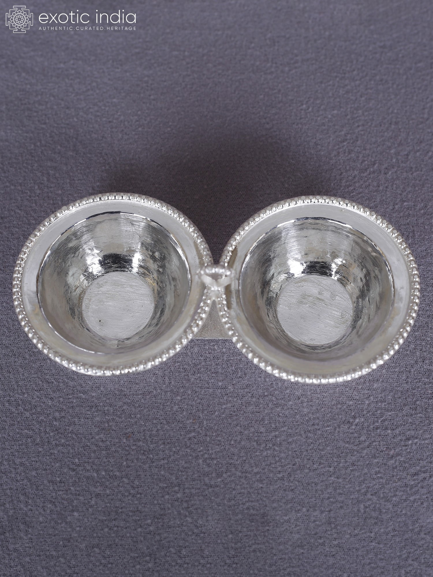 Exotic India Set of 2 Pure Silver Ritual Diyas - Hindu Worship Oil Lamps | Sacred Accent
