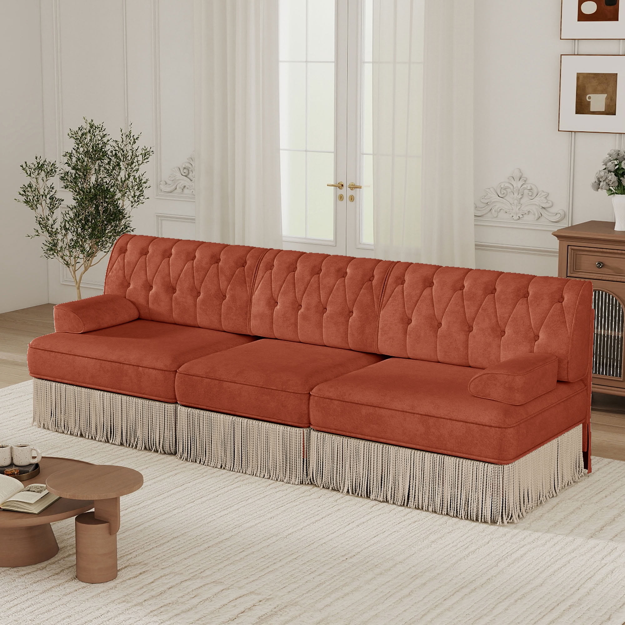 MAYEERTY 3-Seater Chesterfield Modular Sofa, Free Combination Pet Friendly Couch, Solid Wood Base for Living Room Bedroom Rest Area