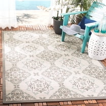 Safavieh Courtyard Louis Geometric Indoor/Outdoor Area Rug, Light Gray/Anthracite, 5'3" x 7'7"