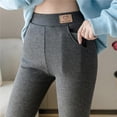 thumbnail image 3 of Billuyoard Mallas con forro polar para mujer, mallas deportivas de Color sólido para niña, pantalones de invierno elásticos para mujer, Suministros térmicos Gris oscuro/L, 3 of 6