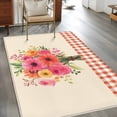 thumbnail image 2 of 4'x6' Area Rugs, Spring Flowers Indoor Outdoor Area Rug for Living Room Bedroom, Vintage Pastoral Floral Leaves Farm Checkered Washable Bathroom Rugs Kitchen Floor Carpet Mats Home Decor Aesthetic, 2 of 8
